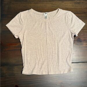 Bozzolo Beige Ribbed Crop Top